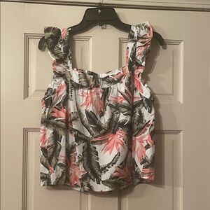 LOFT-Floral Tropical Ruffled Strap Women's Top - Size Small